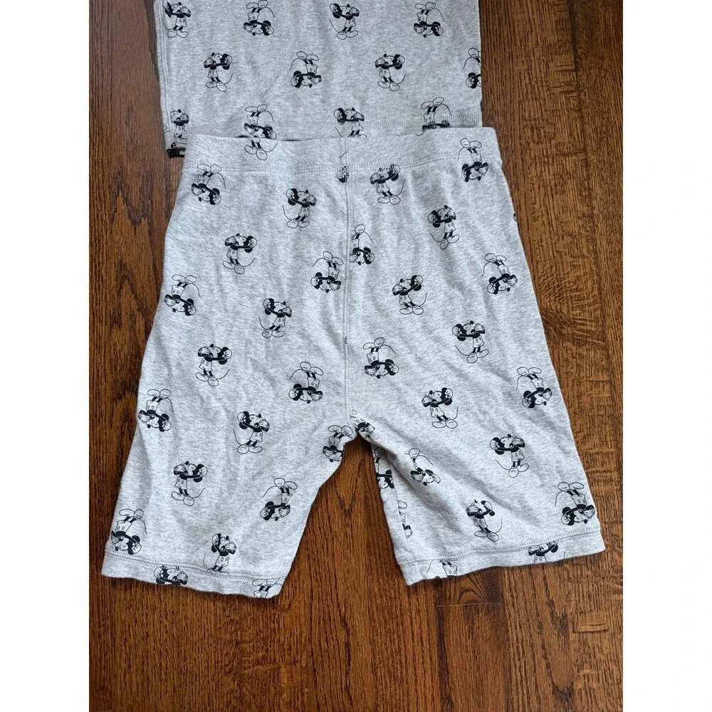 Gap Kids Disney Mickey Mouse Pajama Set Size 14 XL Youth Shorties Gray PJs 2 PC